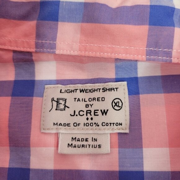 J.Crew Factory Shirt Men's sz XL Lightweight Salmon/Blue 100% Cotton Button Down - Picture 5 of 8